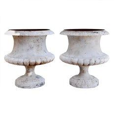 A Pair of French Nineteenth Century Cast Iron Urns