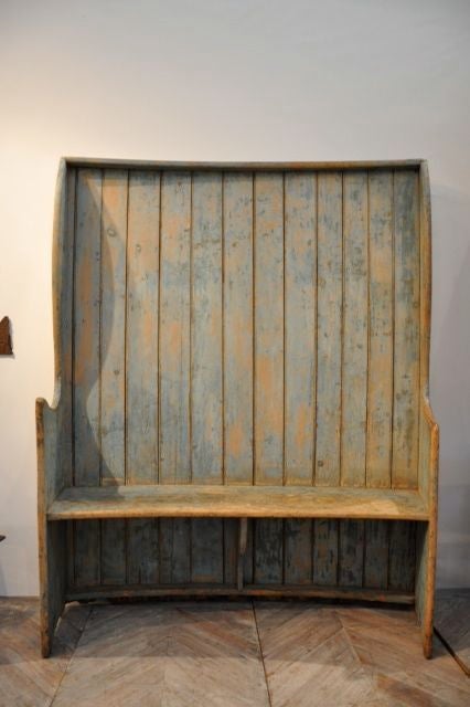 An Early Nineteenth Century American Settle c.1810 with the Original Blue Paint