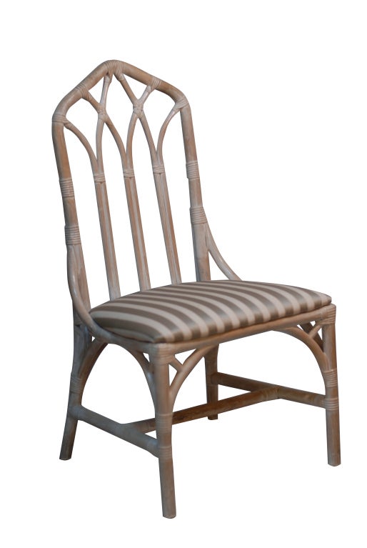 Set of French Painted Bamboo Chairs, (Four Side and Two Arm)
