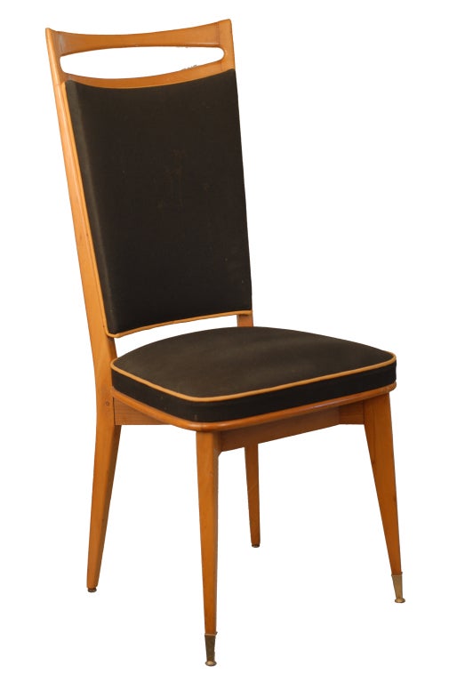 Set of Four French Mid-Century Dining Side Chairs