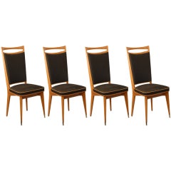 Set of Four French Mid-Century Dining Side Chairs