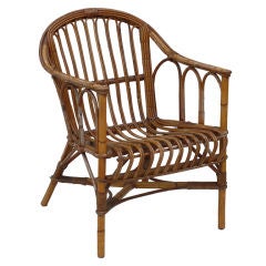 Antique 19 Th  Century French Bamboo Arm Chair
