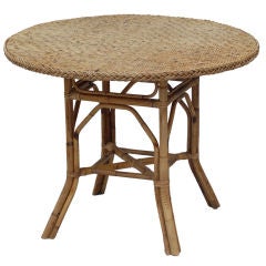 Round  Dining  Table  In  Rattan  And  Bamboo-