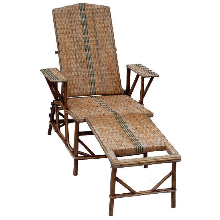 19th Century French Rattan and Bamboo Chaises Longues at