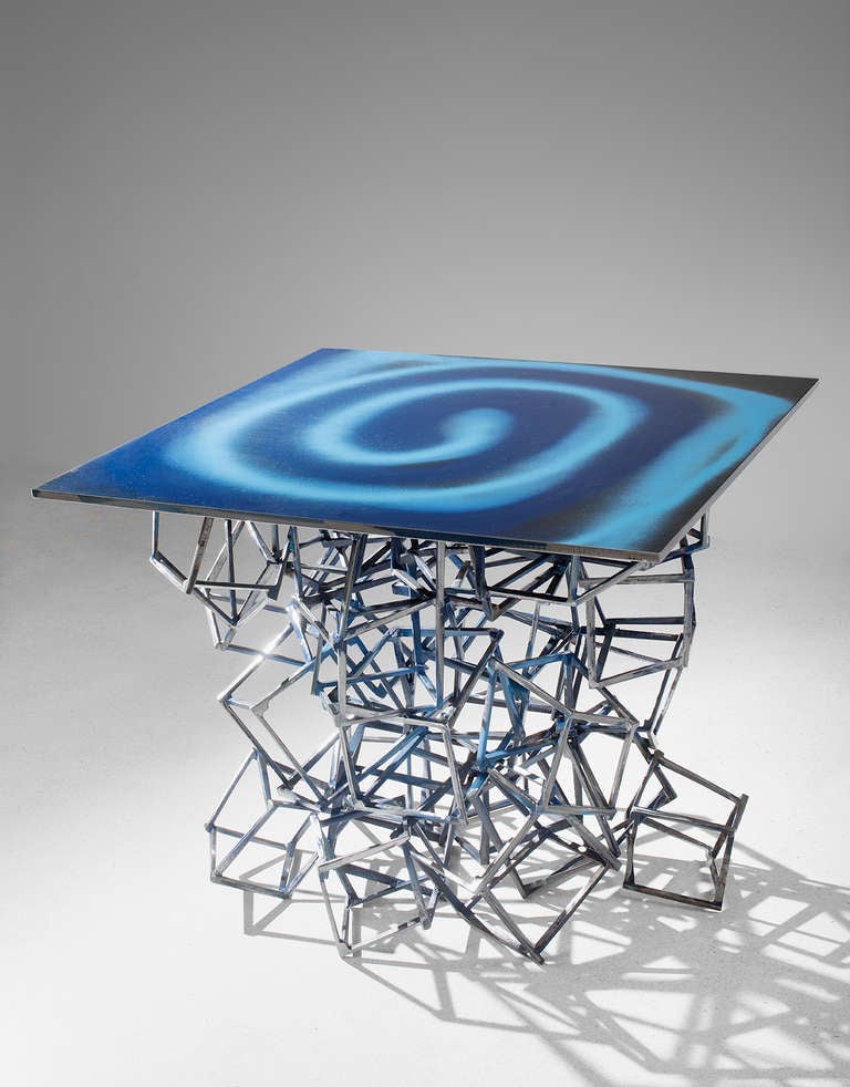 Unique table, signed, named and dated by the Artist for the Gallery.

Major contemporary sculptor, Jedd Novatt has on rare occasion created functional objects which explore his thoughts of the boundaries between art and object.
 
Chaos Nervion