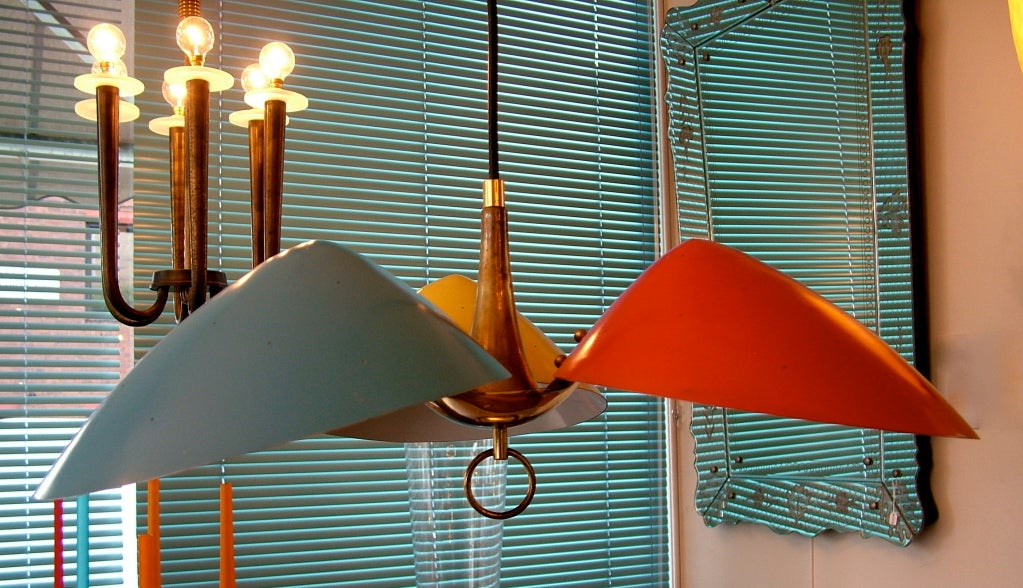 Mid-Century Modern 1950s Weighted Poulie Ceiling Light