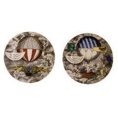 Vintage 2 Fornasetti  Plates From The Mongolfiere Series