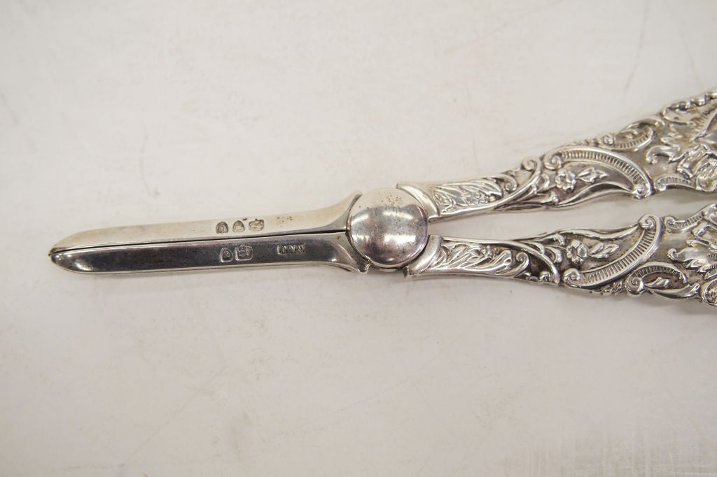 19th Century Antique Sterling Silver Grape Shears
