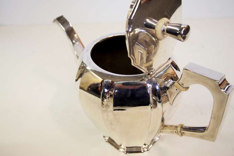 Art Deco Austrian Silver .800 Tea & Coffee Set with Tray  For Sale 4