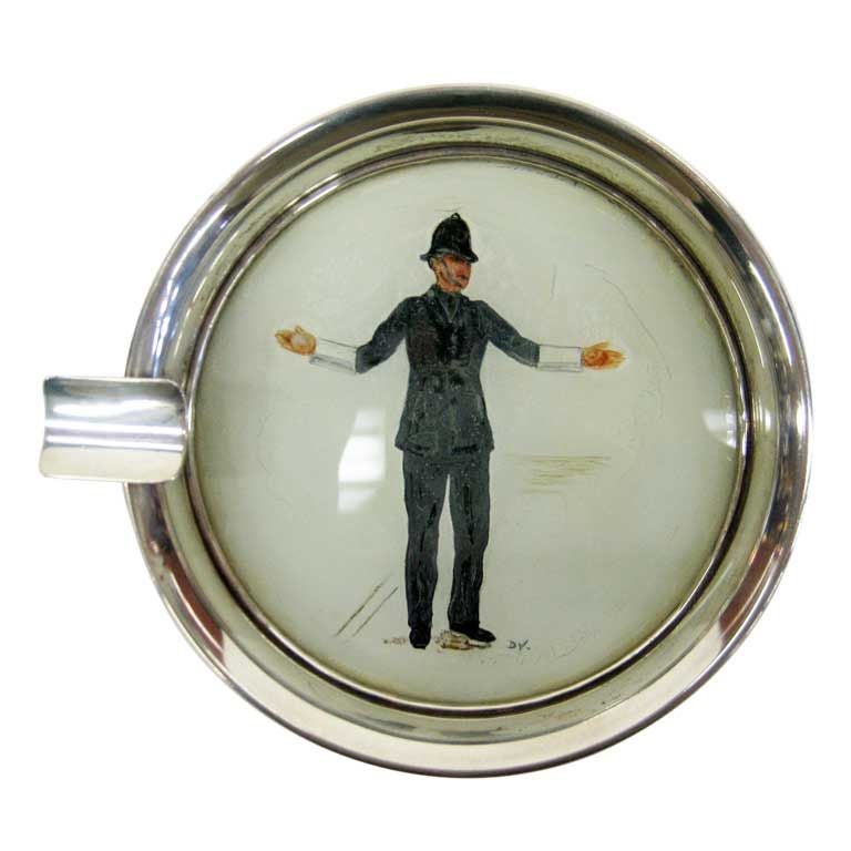 Sterling Silver & Enamel 'Bobby' Ashtray.
