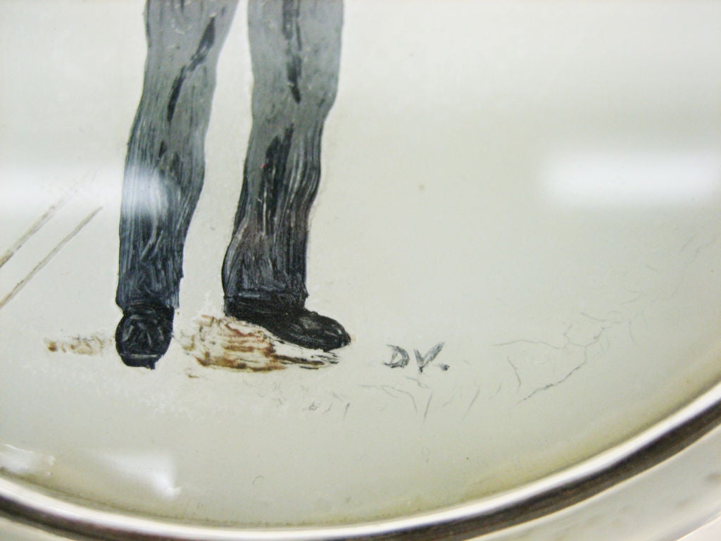 English Sterling Silver & Enamel 'Bobby' Ashtray.