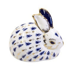 A Porcelain Paperweight  of a Rabbit by Royal Crown Derby