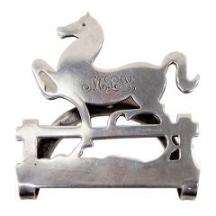 Antique Sterling Silver  Horse Napkin Clip by Rogers, Lunt & Bowlen