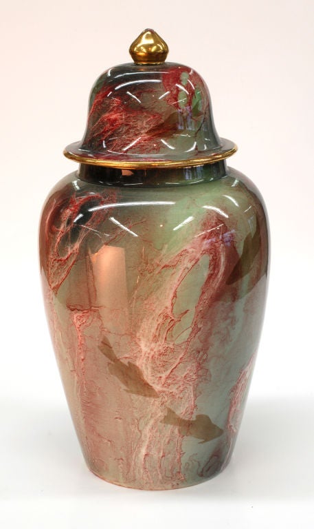 English Art Deco Oriflamme Fish design Covered Vase by Wilkinsons