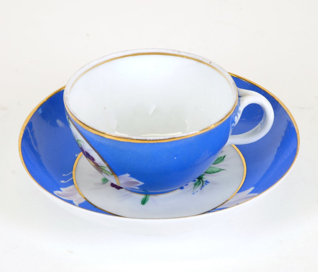 Hand-Painted Russian early 19th Century Porcelain Cup & Saucer