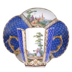 Hand painted German Porcelain 'Trembler Cup' & Saucer