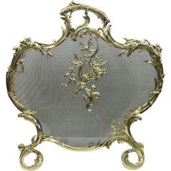Antique French Rococo Brass Fire Screen
