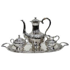 A Sanborns Sterling Silver Demi-Tasse Coffee Set and Tray