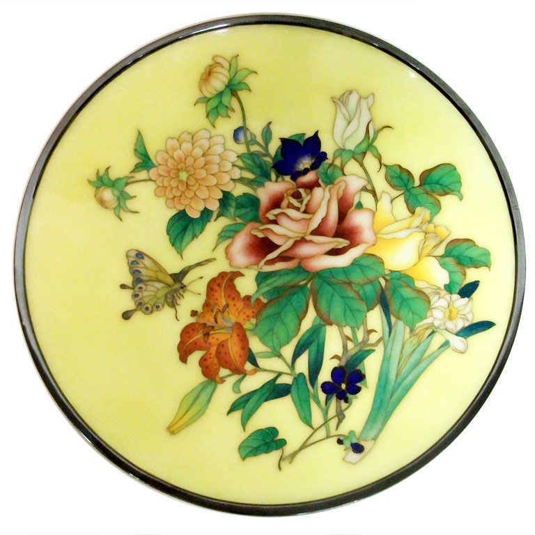 A Japanese Cloisonne Charger.  Signed. For Sale