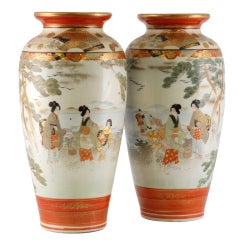 A pair of Japanese Kutani Vases