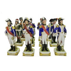 Napoleon and His Marshals Military Porcelain Set of Twelve.