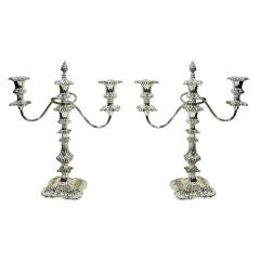 A Pair of Ornate Silverplated CANDELABRA