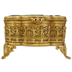 Antique Dancing Cherubs Gilt Jewellery Box