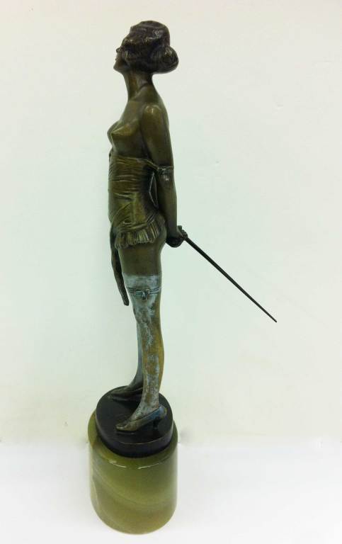 Mid-20th Century The Riding Crop Art Deco Bronze by Bruno Zach For Sale