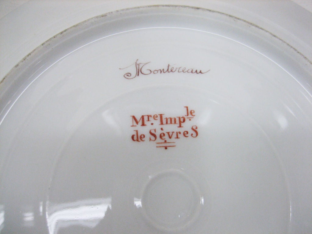 Hand-Painted Pair of Napoleonic Sevres Porcelain Plates