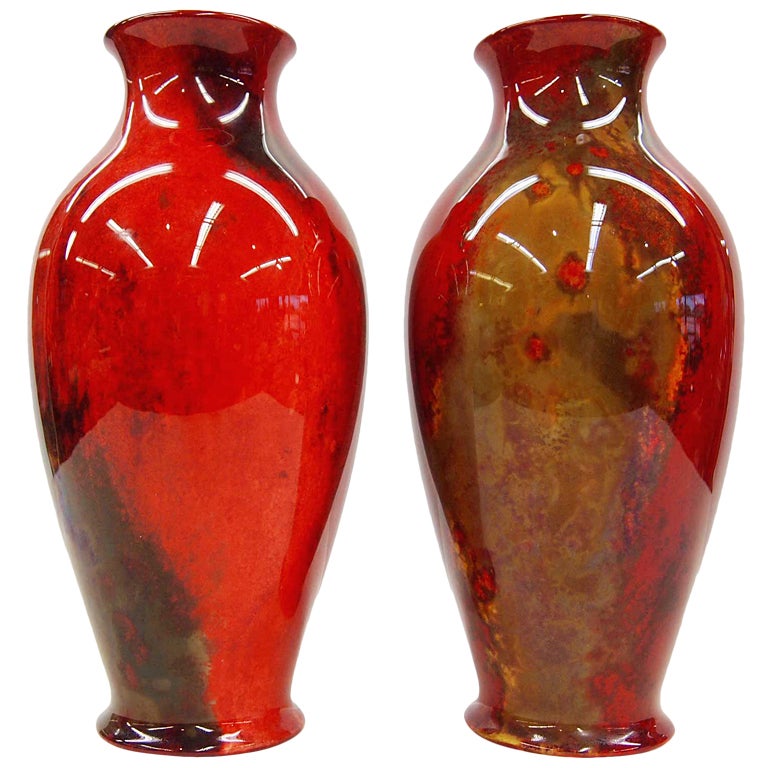 Pair of Flambe Vases from Royal Doulton For Sale