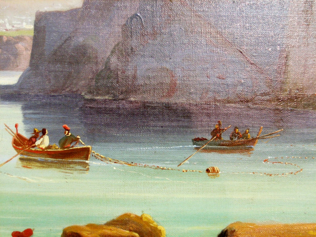 19th Century Fishing Boats in the Bay of Naples at Sorrento. For Sale