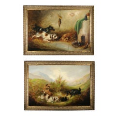 Pair of Antique Dog Paintings by Frank Cassell