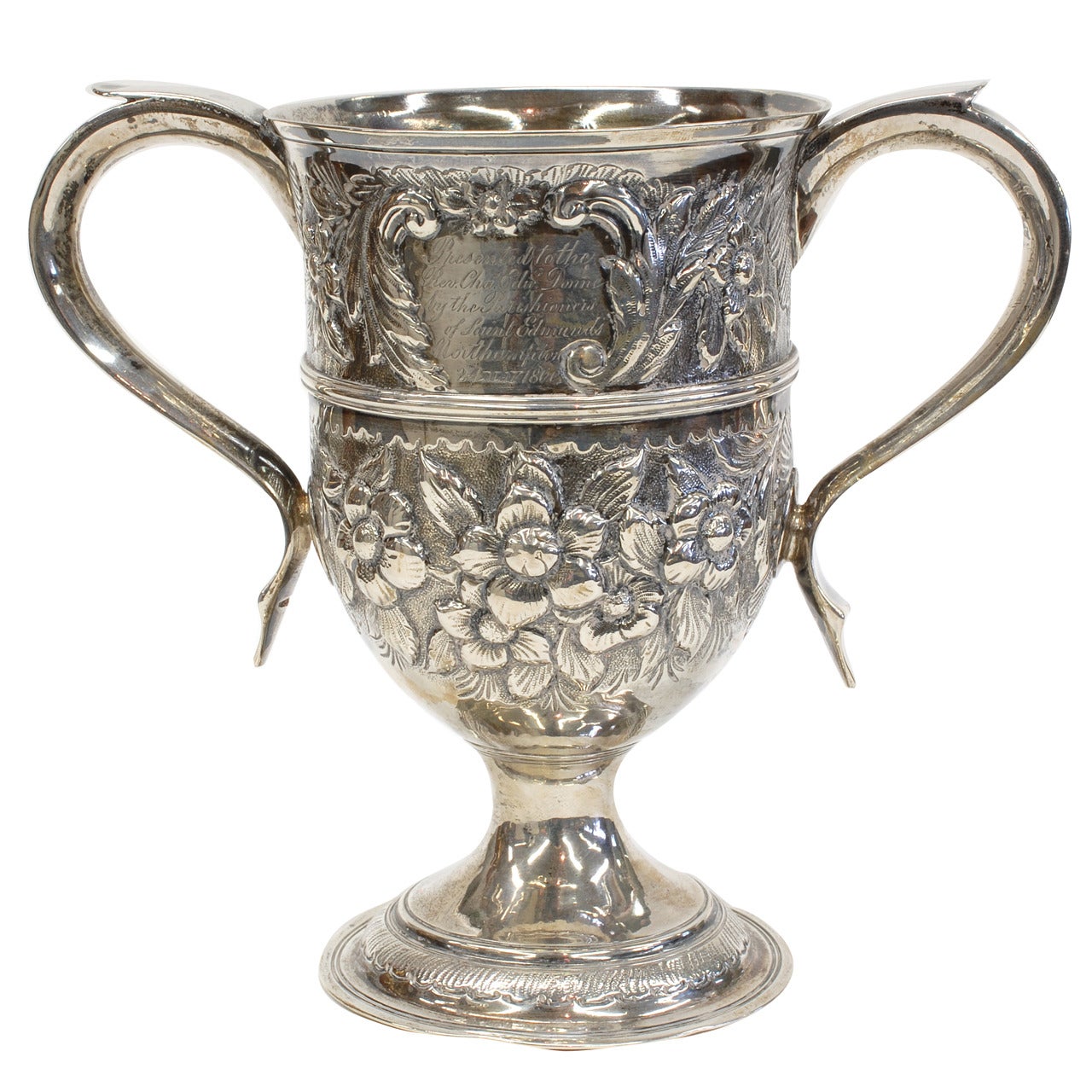 Antique English Georgian Sterling  Silver Loving Cup For Sale