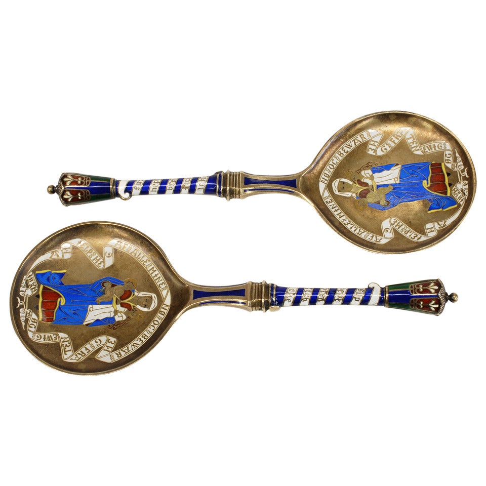 Pair of Religious Danish Presentation Spoons by Peter Herz For Sale at  1stDibs