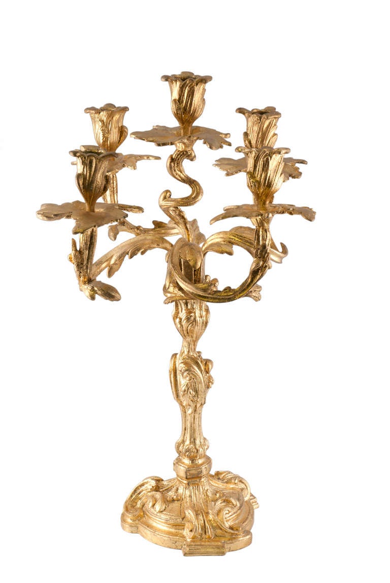 Pair of Rococo Style French Bronze Candelabra In Good Condition For Sale In Vancouver, BC