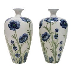 Pair of Moorcroft Florian Ware Poppy Vases