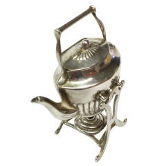Antique Miniature Sterling Silver Kettle on Stand