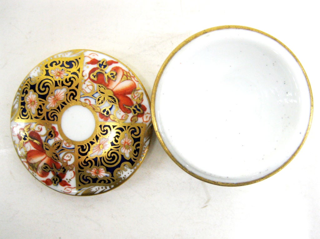 English Antique 'Imari' MIniature Porcelain Box by Royal Crown Derby