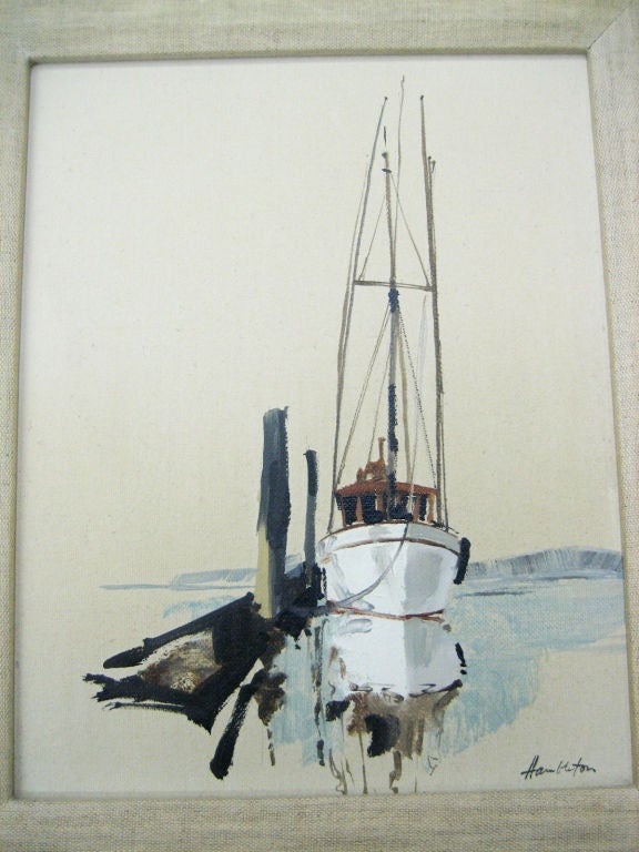 Mid-20th Century 'White Fishboat' by Jack Hambleton. Canadian  (1916-88)