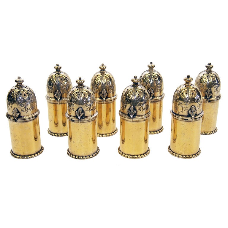 Four Pairs of Silver Gilt Salt & Pepper Shakers from Tiffany