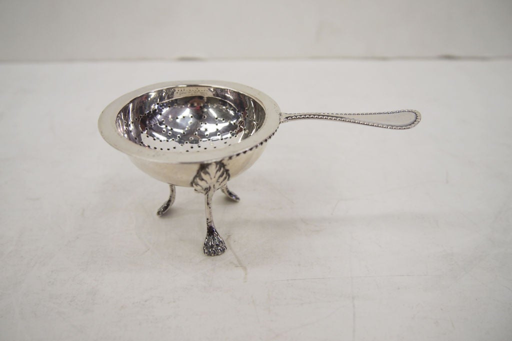 Dutch Silver (.833) Tea Strainer On Stand