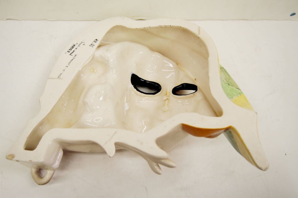 Ceramic Italian Art Deco Harlequin Wall Mask by Sandro Vacchetti