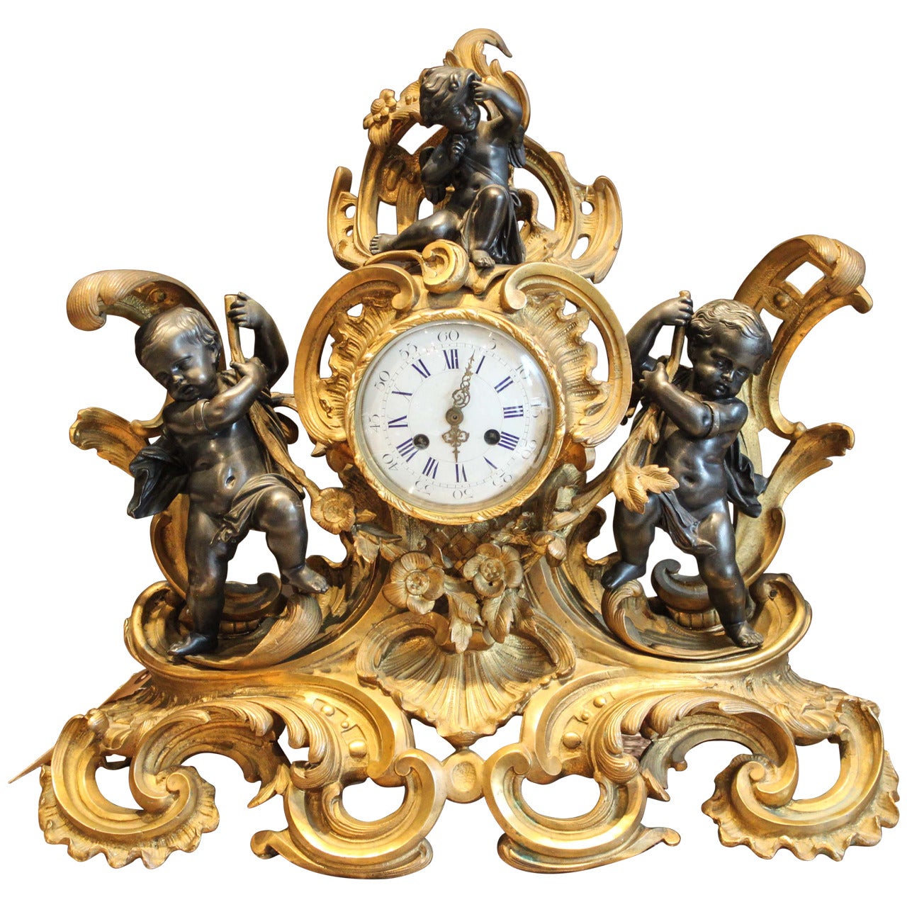 Louis XV Gilt Ormolu Clock