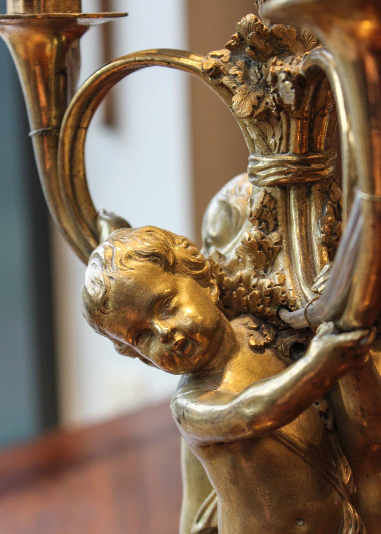 French Gilt Bronze Figural Lamp For Sale