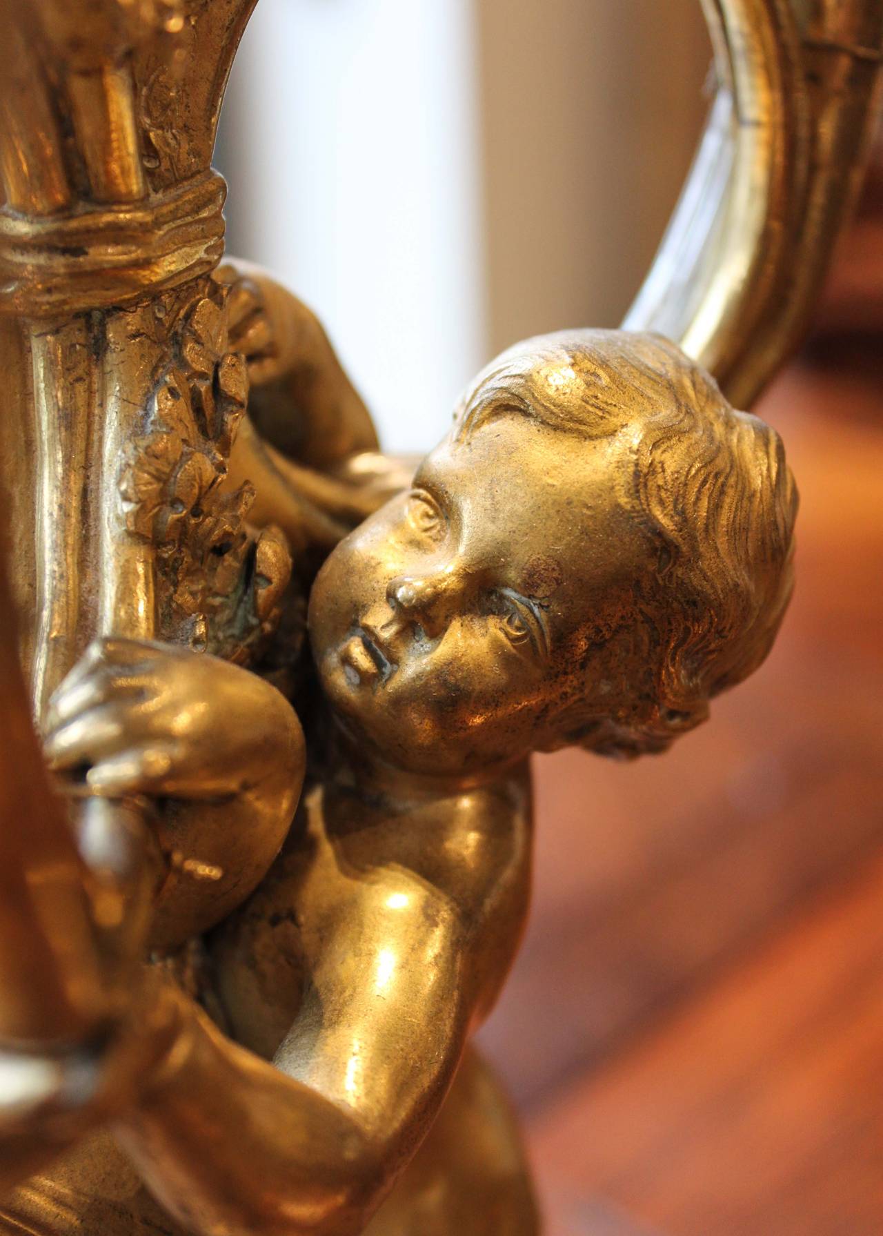 19th Century Gilt Bronze Figural Lamp For Sale