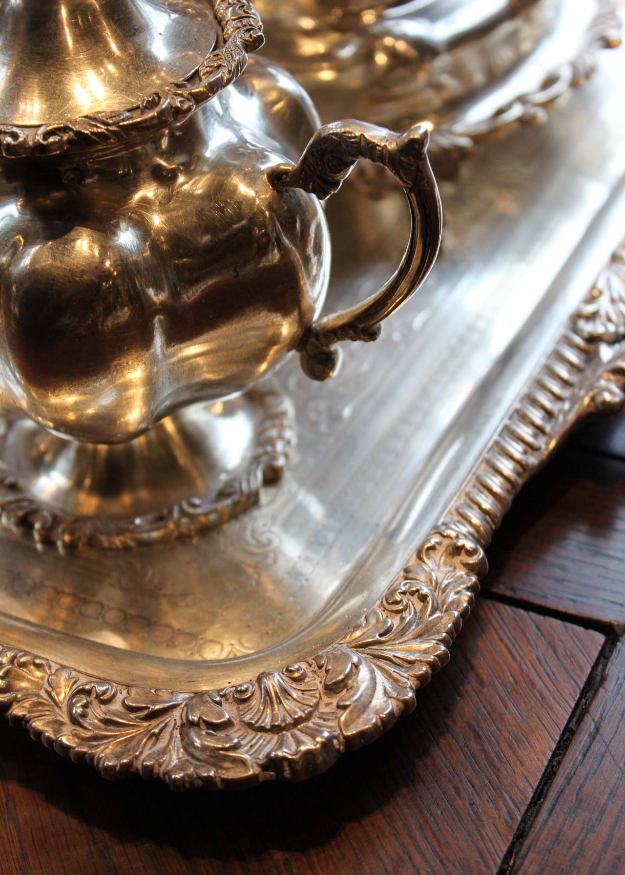 Persian Silver Tea Set, Eight Pieces 3