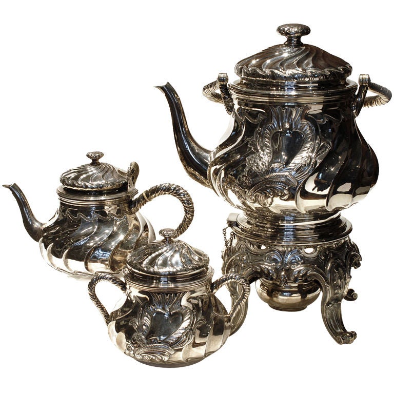 Magnificent Sterling Teaset with kettleonstand. Odiot a Paris at 1stDibs