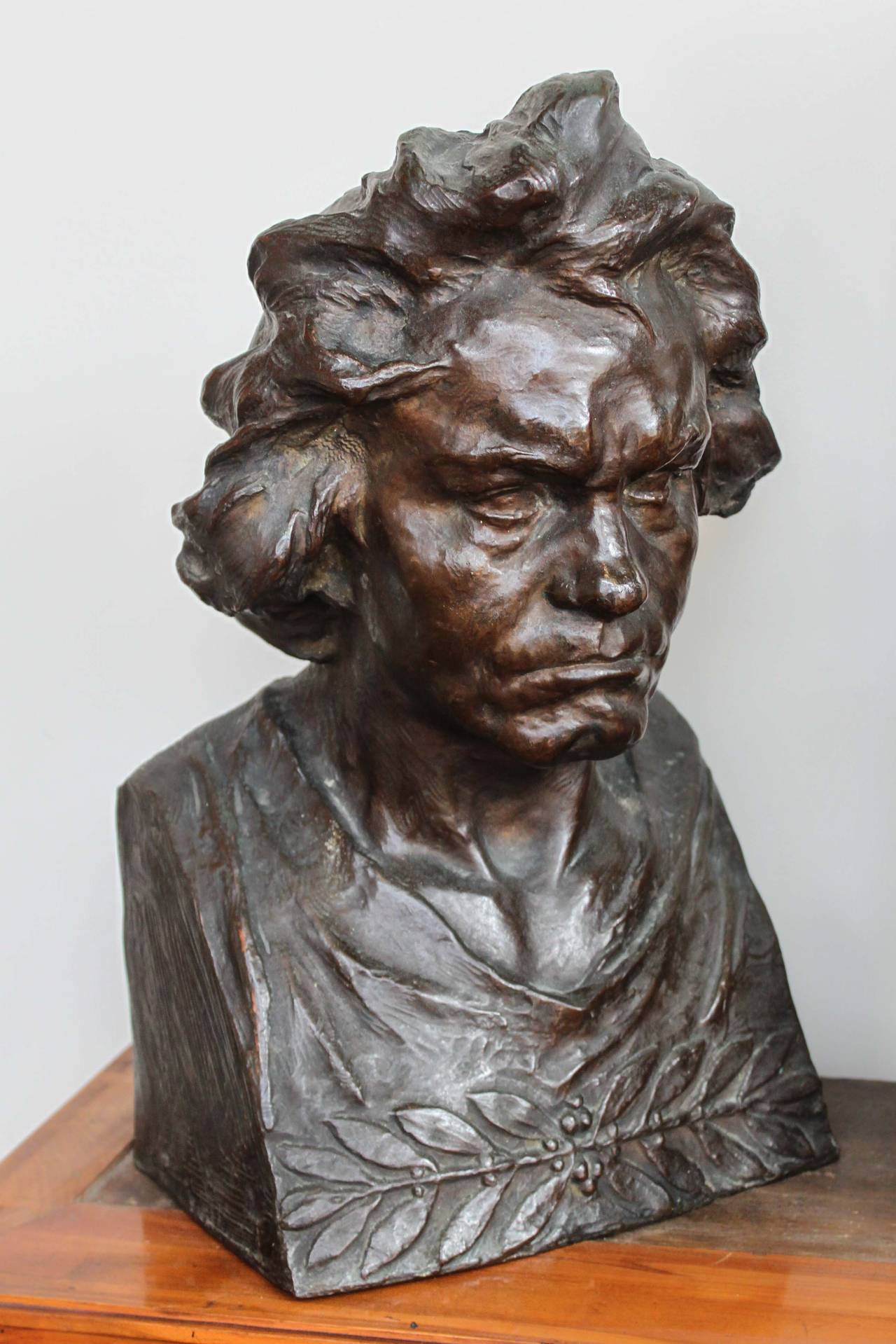 “Beethoven” life-size bronze bust signed Hans Muller (German 1874-1947).