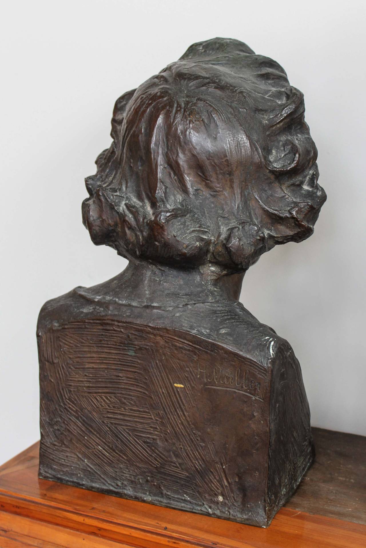 Cast Beethoven Bronze Bust Signed Hans Muller