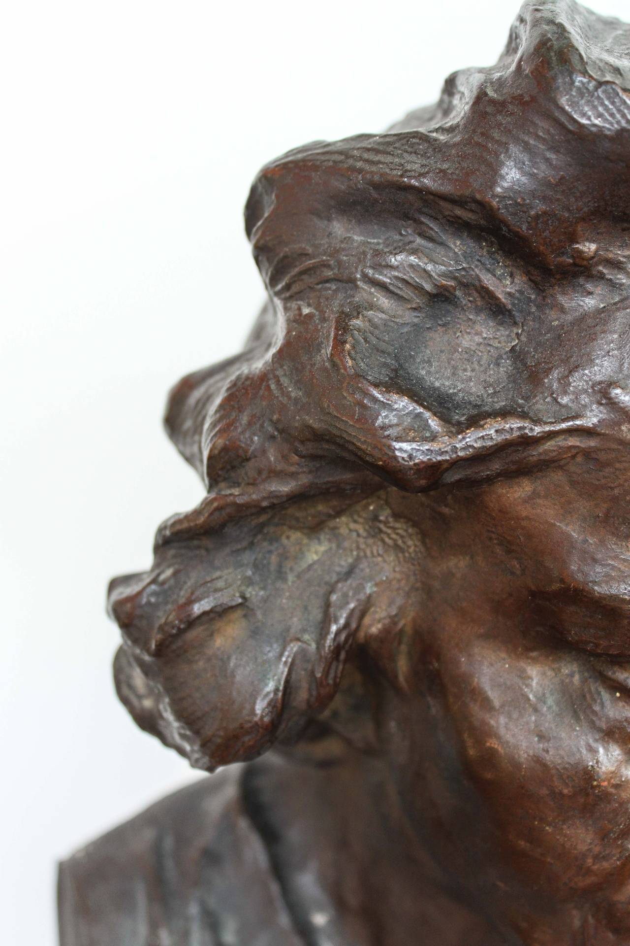Beethoven Bronze Bust Signed Hans Muller In Excellent Condition In Vancouver, BC